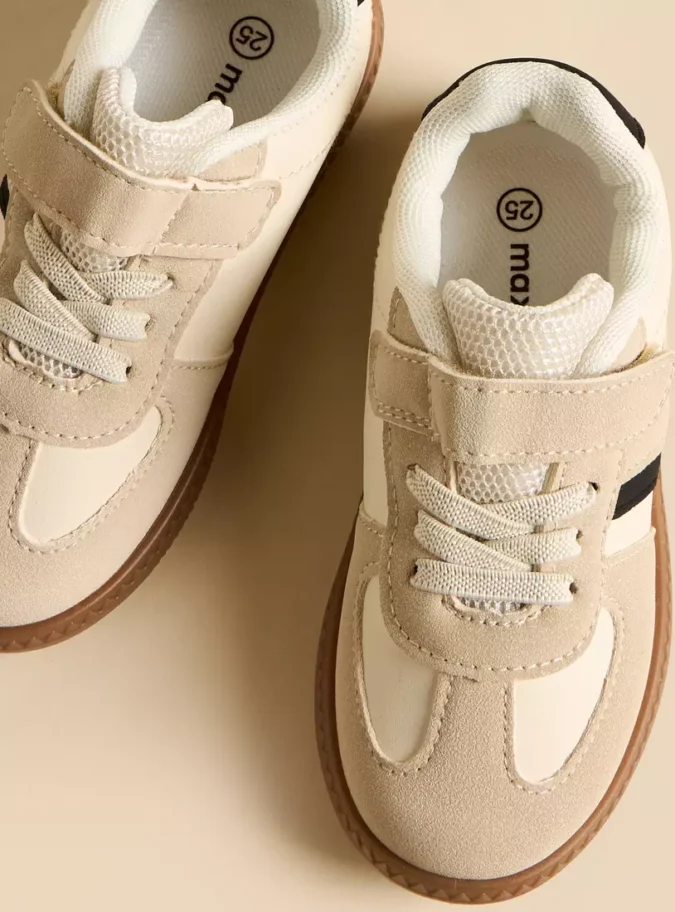 Panelled Plim Shoes with Hook and Loop Closure-2