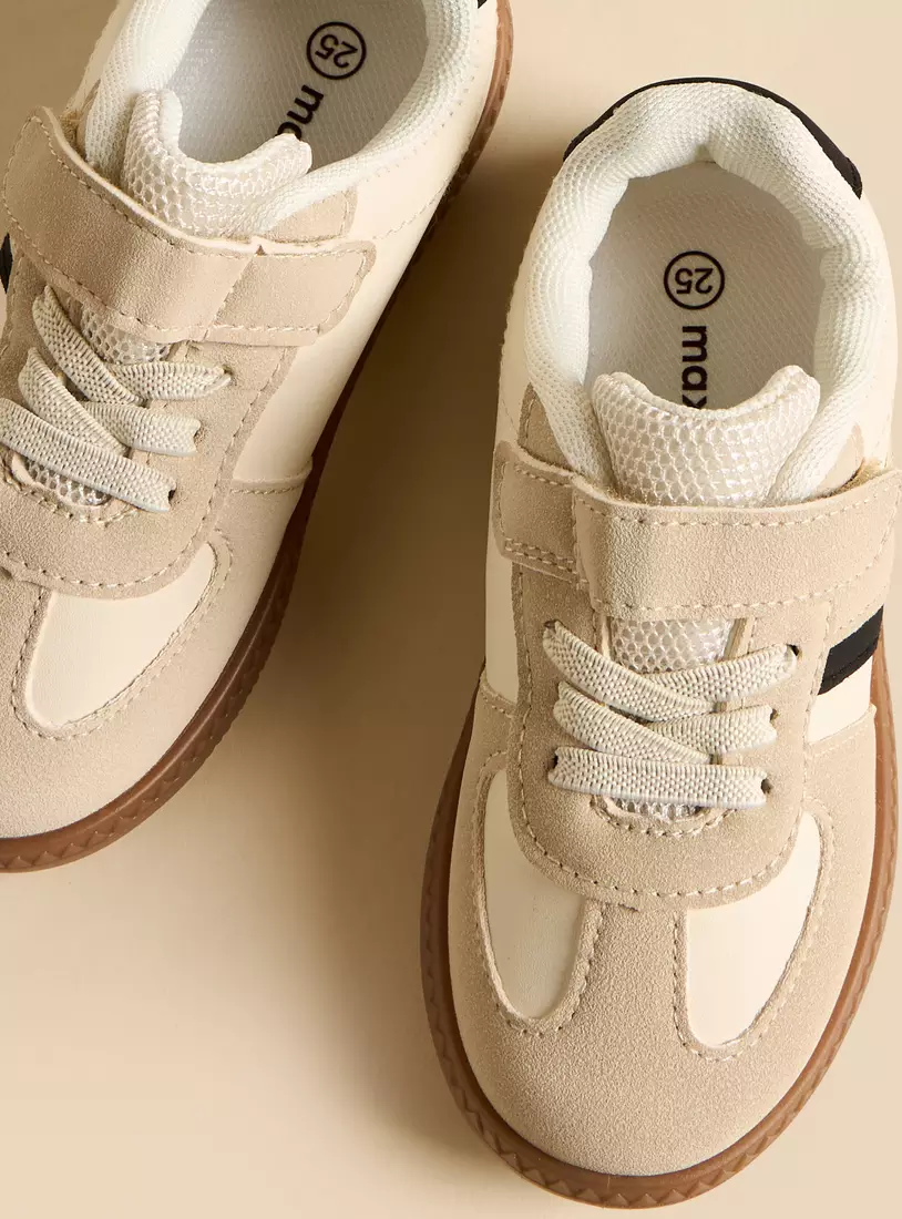 Panelled Plim Shoes with Hook and Loop Closure-2