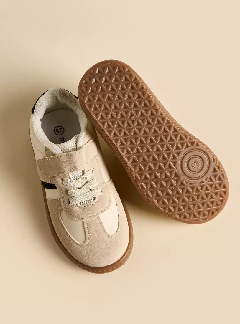 Panelled Plim Shoes with Hook and Loop Closure-4
