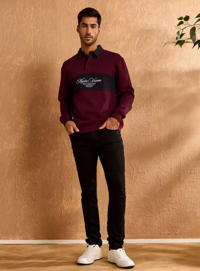 Panelled Polo Sweatshirt-1