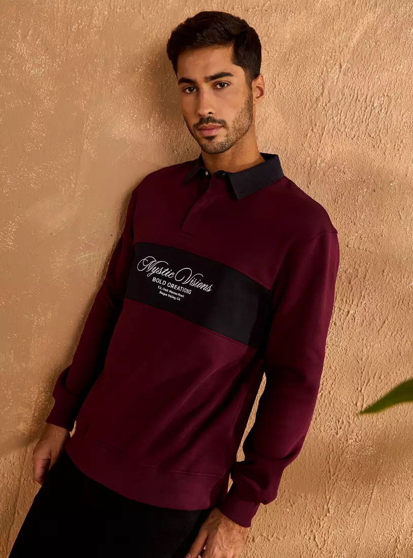 Panelled Polo Sweatshirt-4