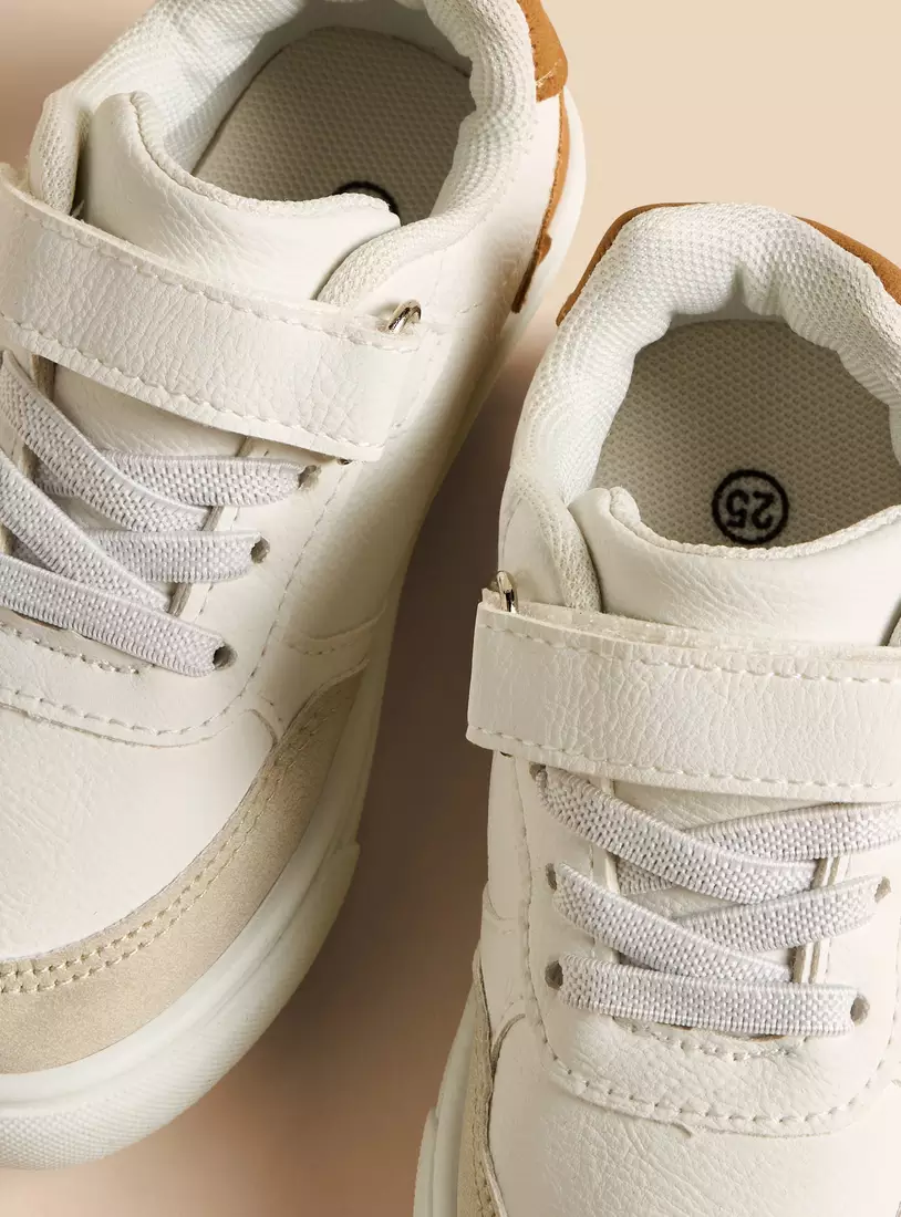 Panelled Sneakers with Hook and Loop Closure-2