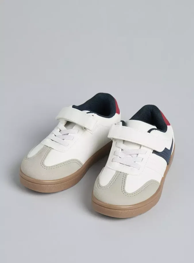 Panelled Sports Shoes with Hook and Loop Closure -1