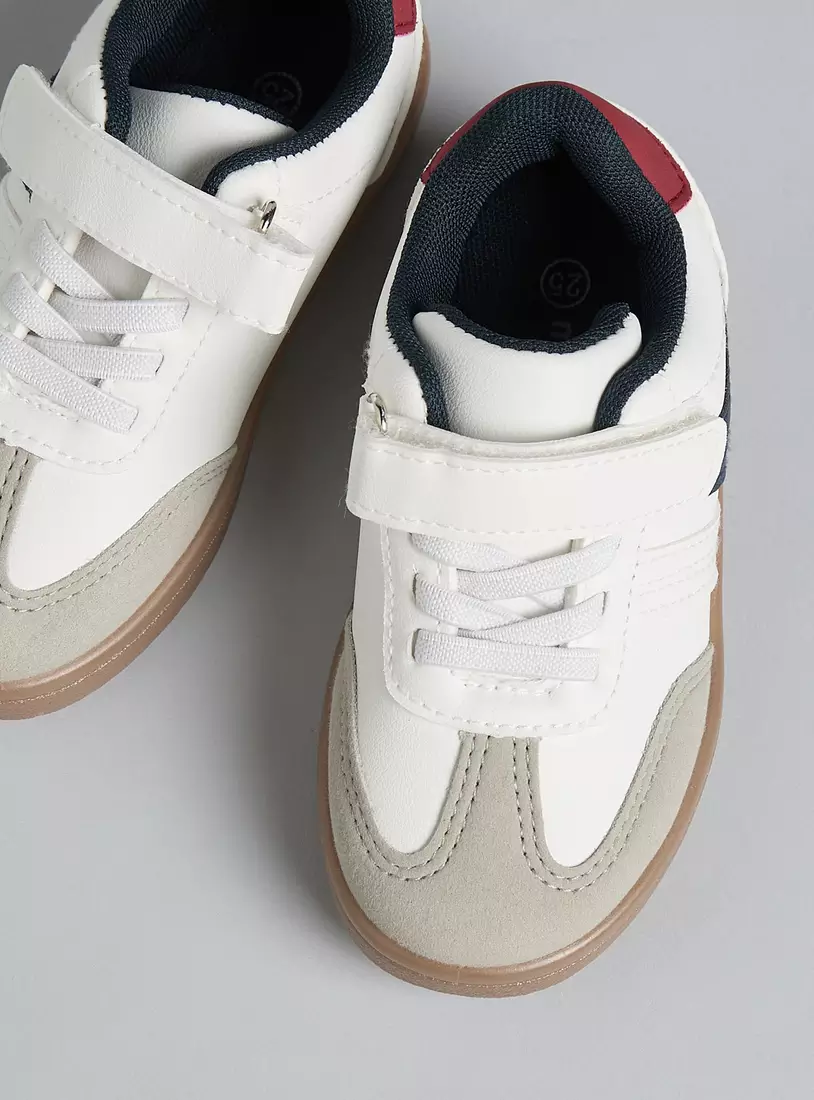 Panelled Sports Shoes with Hook and Loop Closure -2