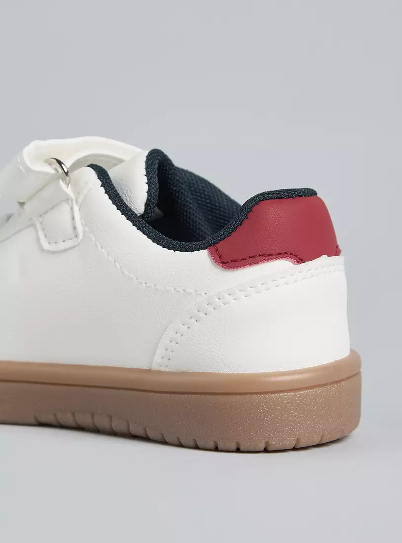 Panelled Sports Shoes with Hook and Loop Closure -3