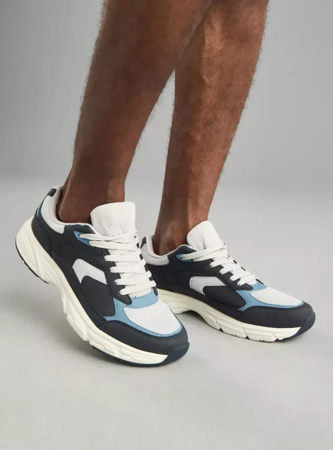 Panelled Sports Shoes with Lace-Up Closure-1