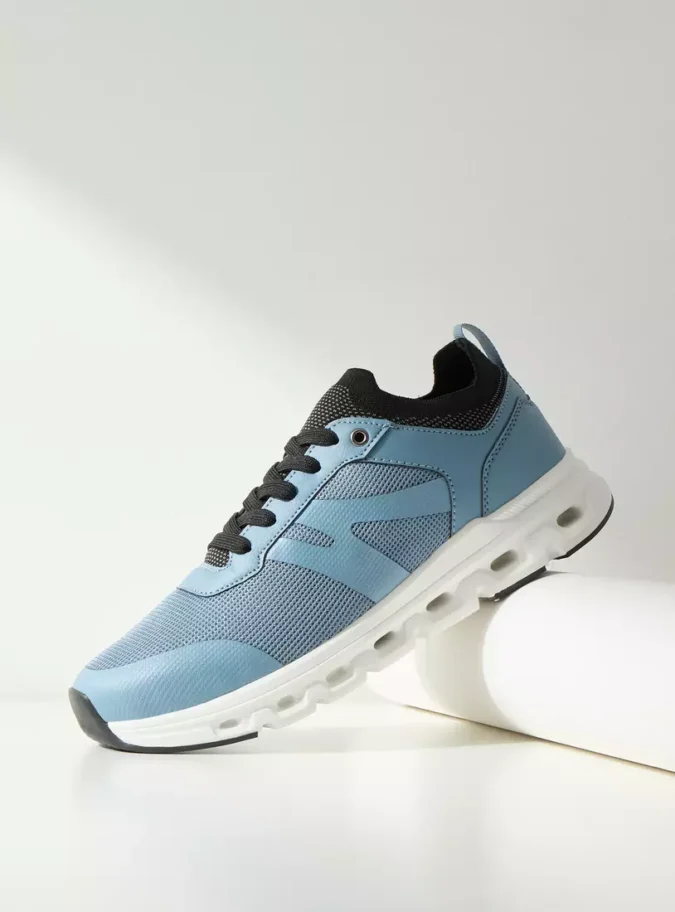 Panelled Sports Shoes with Lace-Up Closure -1