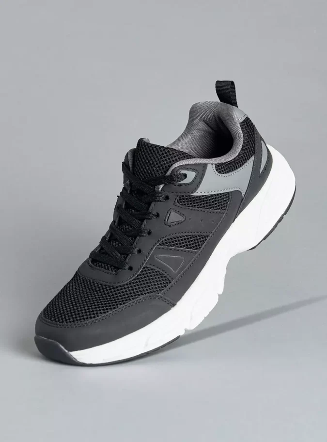 Panelled Sports Shoes with Lace-Up Closure -1