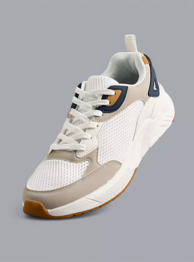 Panelled Sports Shoes with Lace-Up Closure-1
