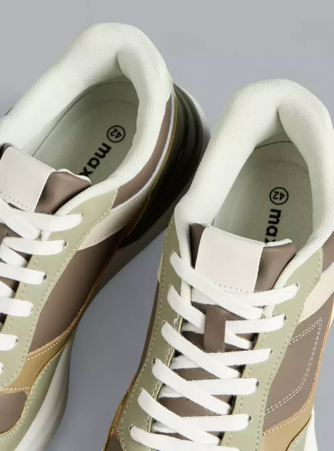 Panelled Sports Shoes with Lace-Up Closure-2