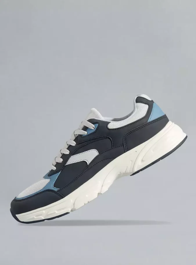 Panelled Sports Shoes with Lace-Up Closure-2