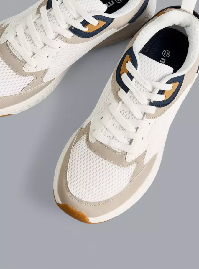 Panelled Sports Shoes with Lace-Up Closure-2