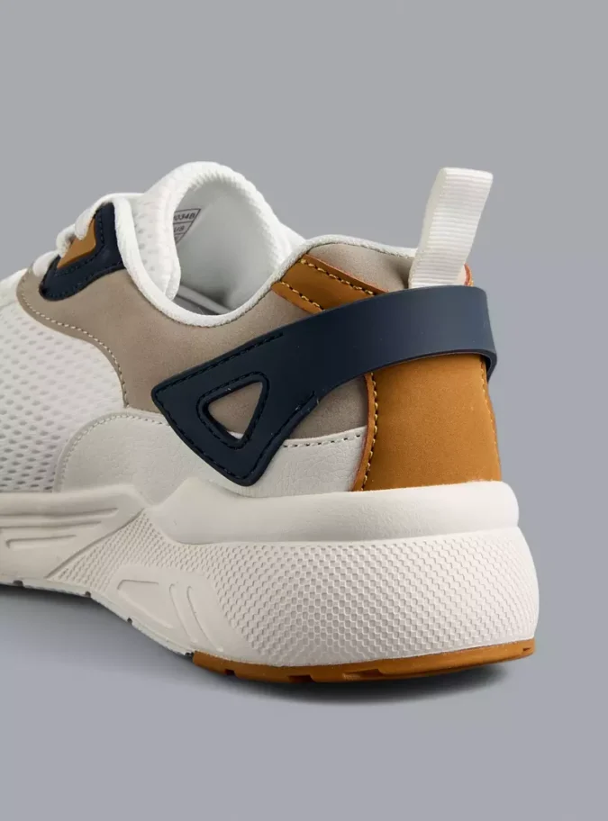 Panelled Sports Shoes with Lace-Up Closure-3