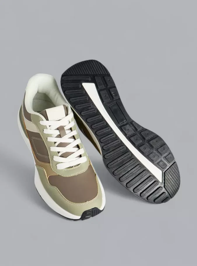 Panelled Sports Shoes with Lace-Up Closure-4