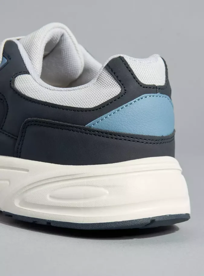 Panelled Sports Shoes with Lace-Up Closure-4