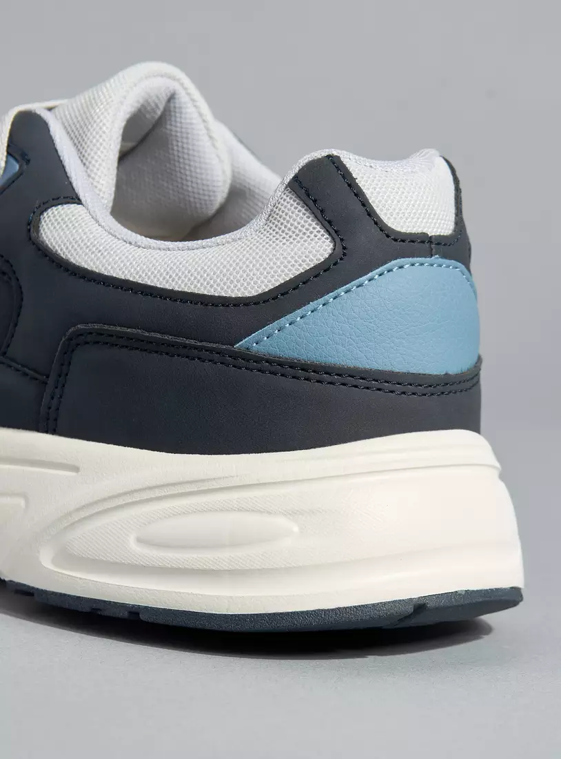 Panelled Sports Shoes with Lace-Up Closure-4