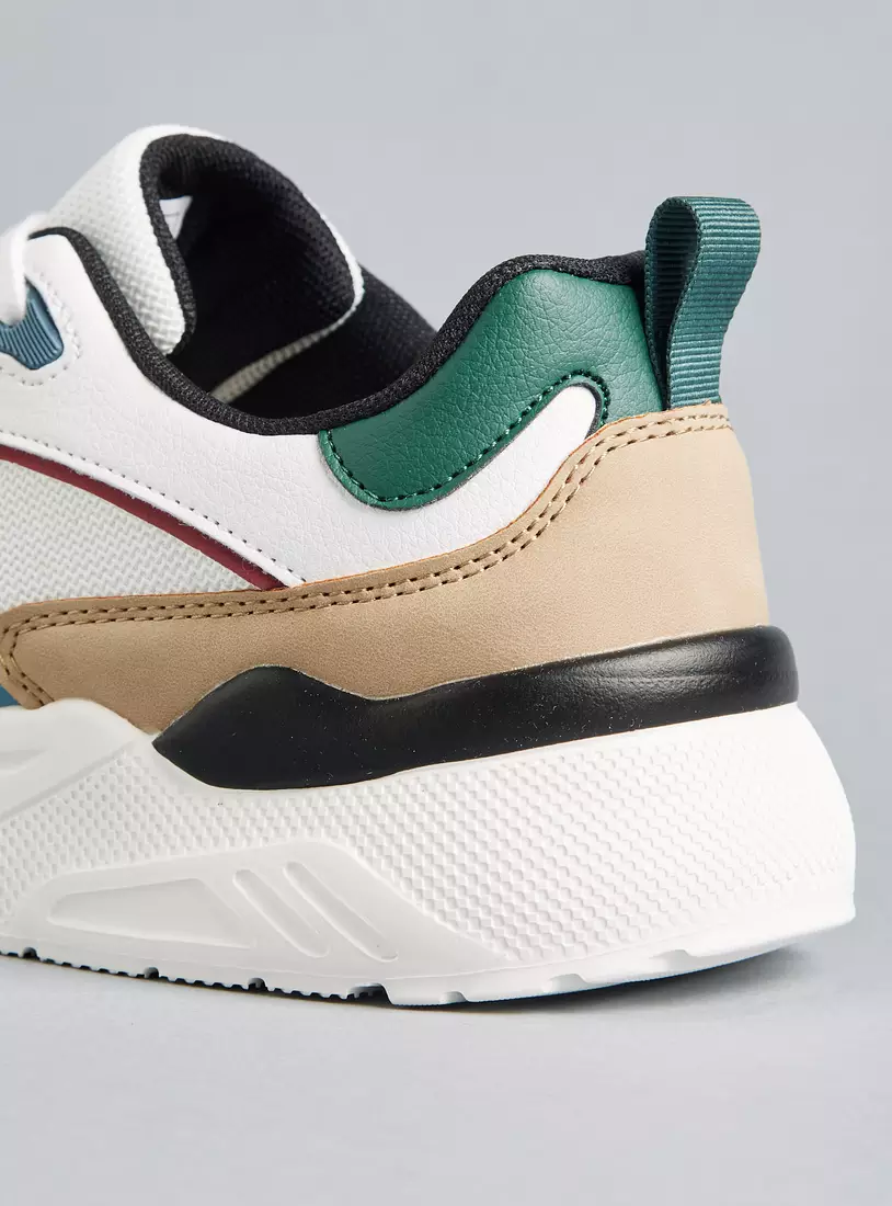 Panelled Sports Shoes with Lace-Up Closure3