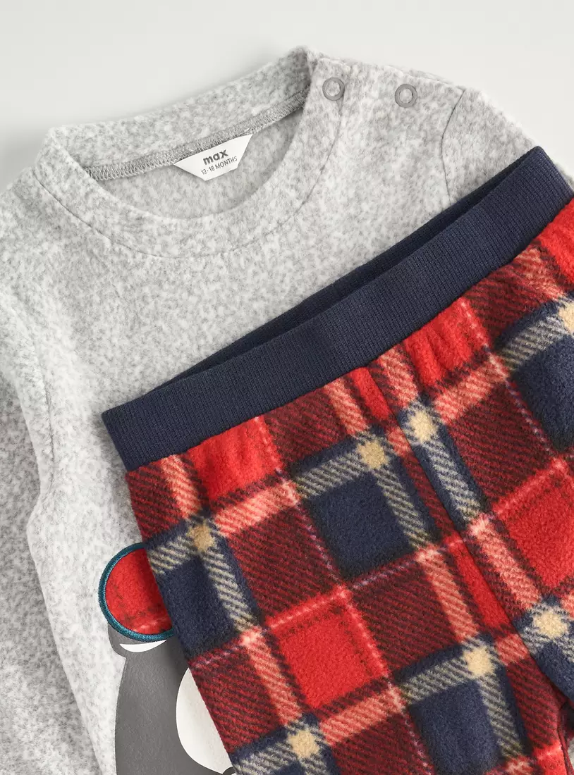 Penguin Applique Fleece Pyjama Set-4