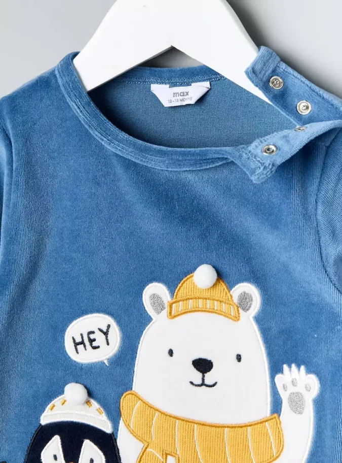 Penguin Applique Velour Pyjama Set-3