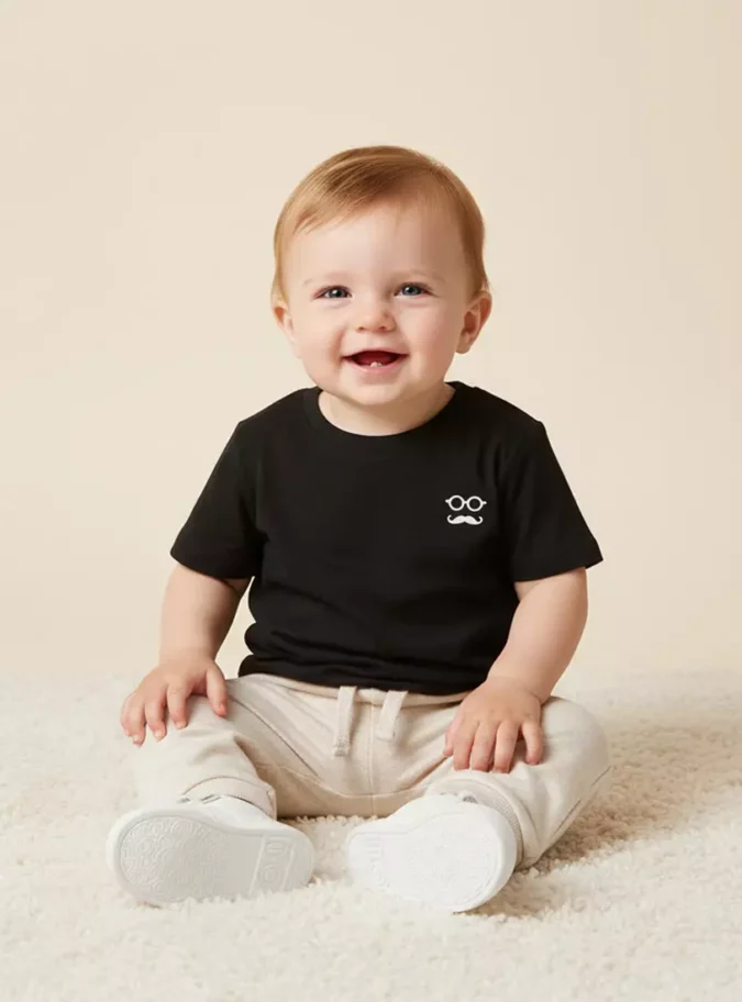 Plain BCI Cotton T-shirt with Round Neck and Short Sleeves-1