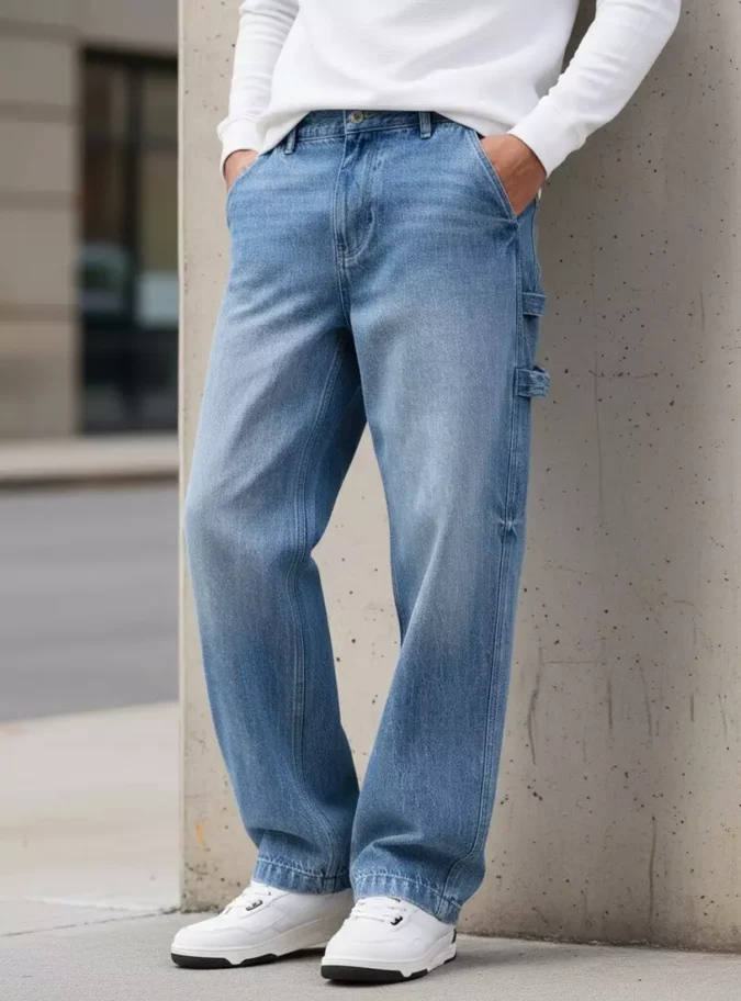 Plain Carpenter Fit Jeans-1