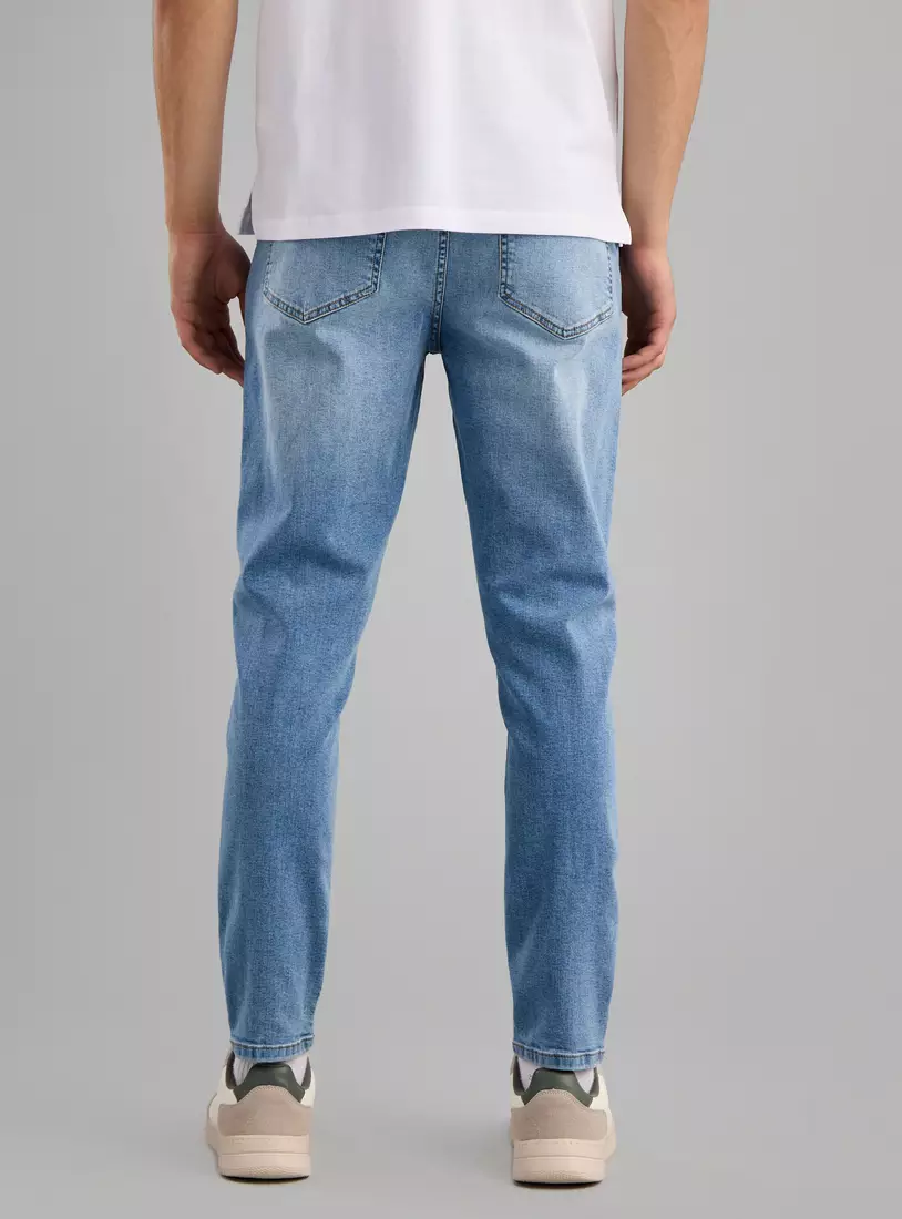 Plain Carrot Fit Jeans with Pockets-2