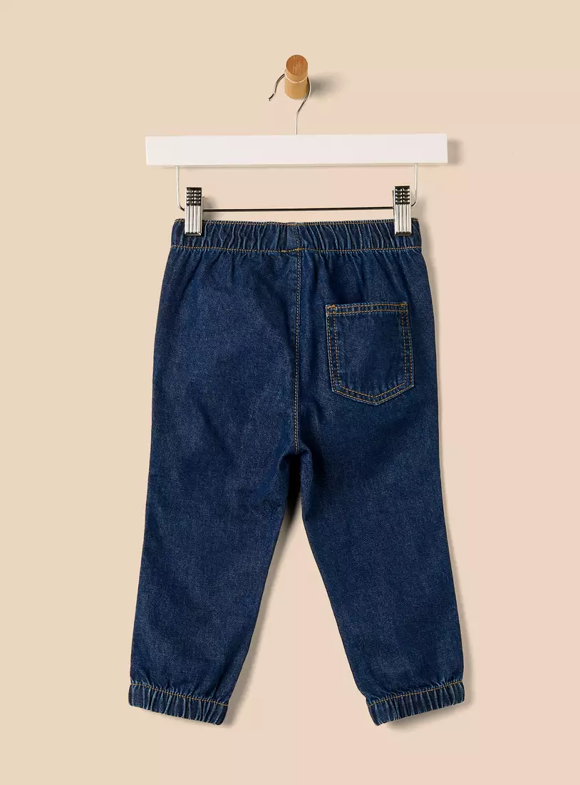 Plain Elasticated Waist Jeans-2