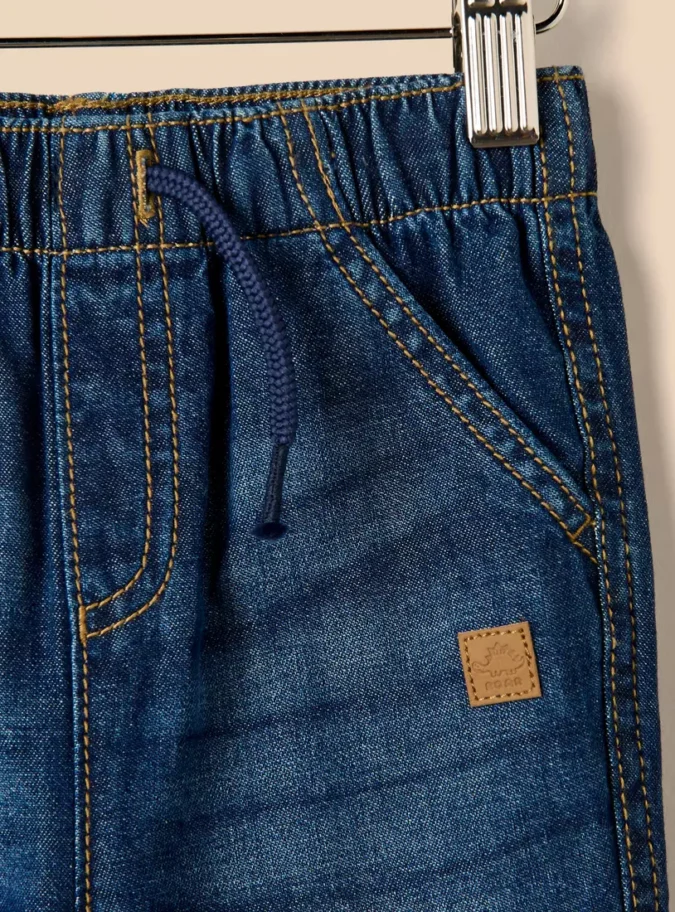 Plain Elasticated Waist Jeans-3