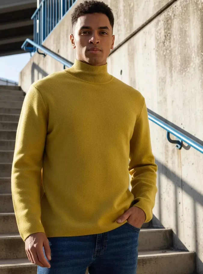 Plain High Neck Sweater-1