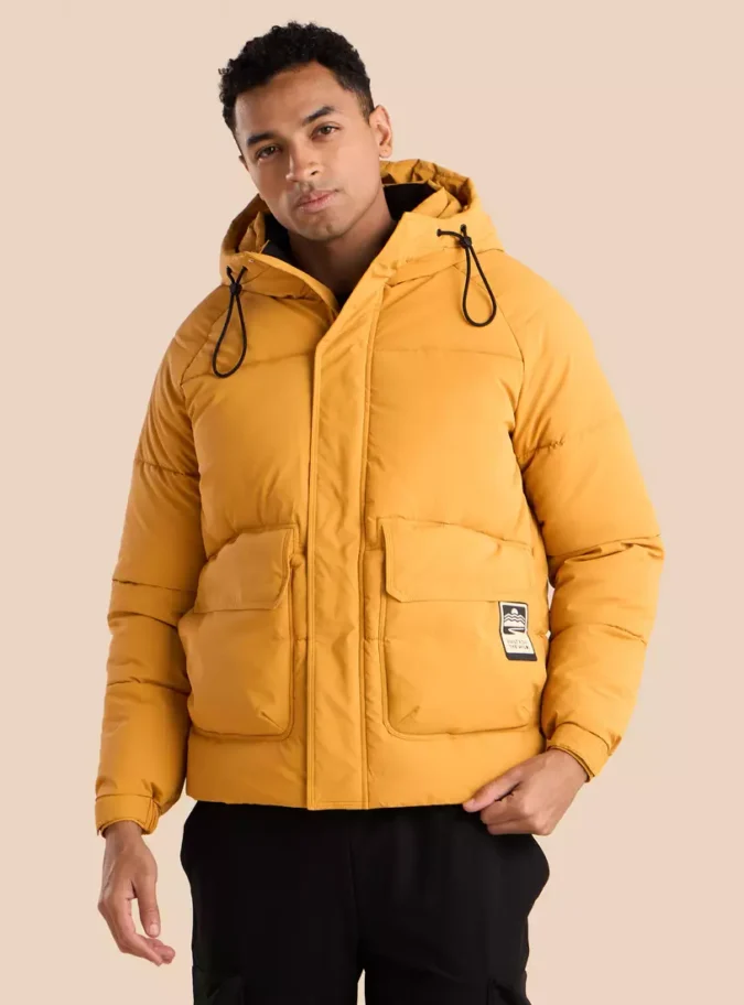 Plain Hooded Puffer Jacket-1