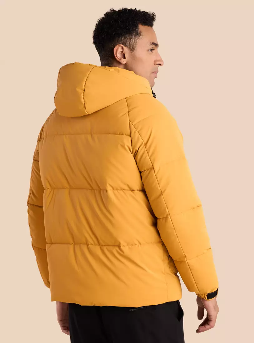 Plain Hooded Puffer Jacket-2