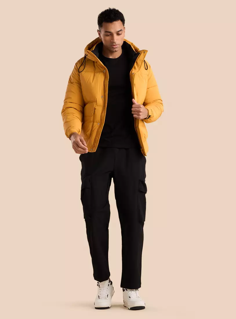 Plain Hooded Puffer Jacket-4