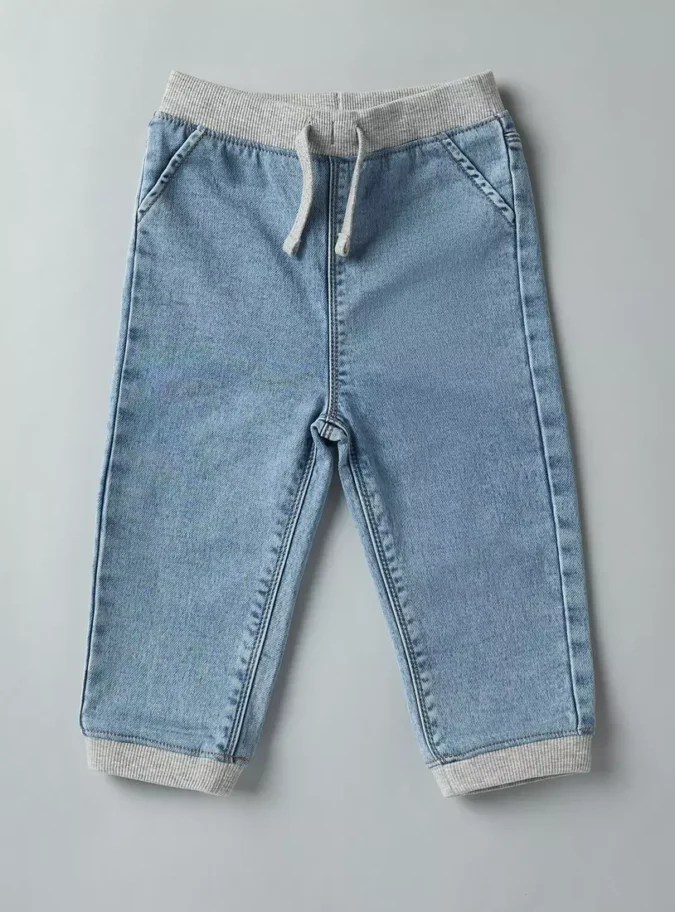 Plain Jeans with Drawstring Closure-1