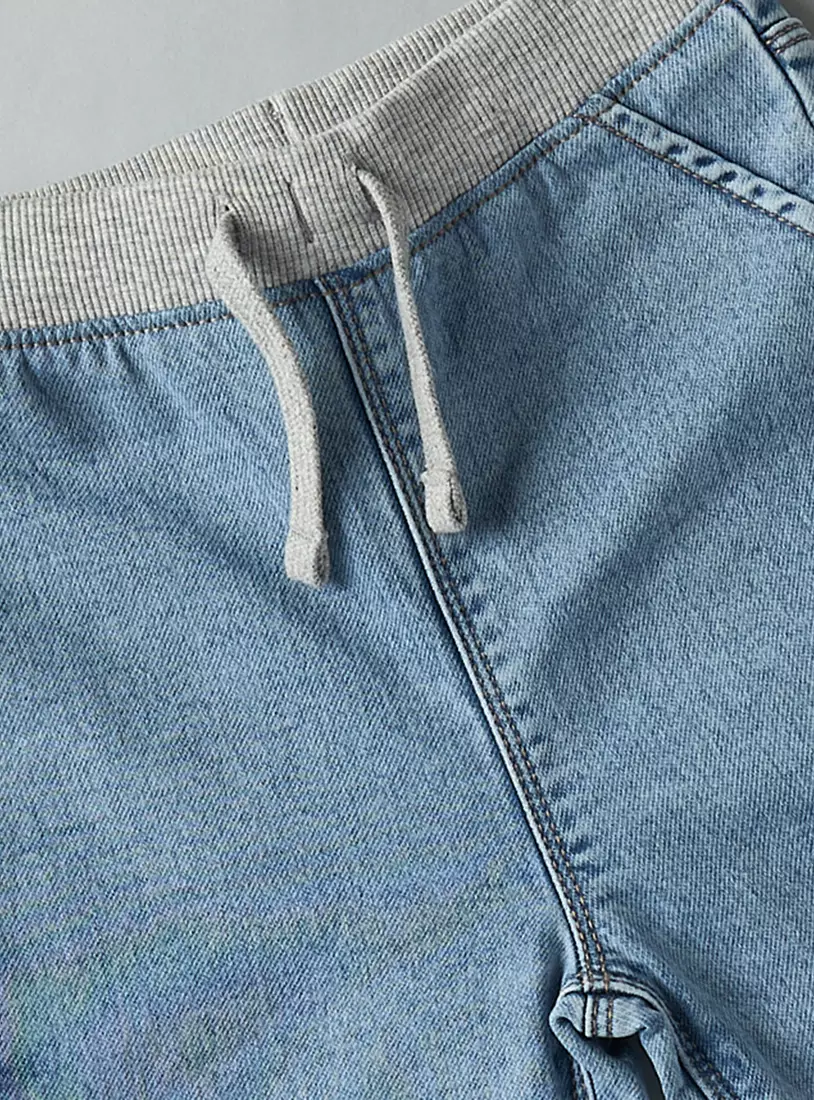 Plain Jeans with Drawstring Closure-2