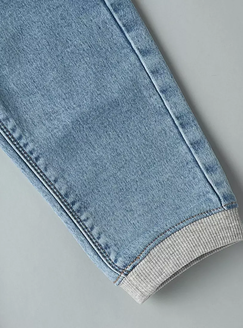 Plain Jeans with Drawstring Closure-3