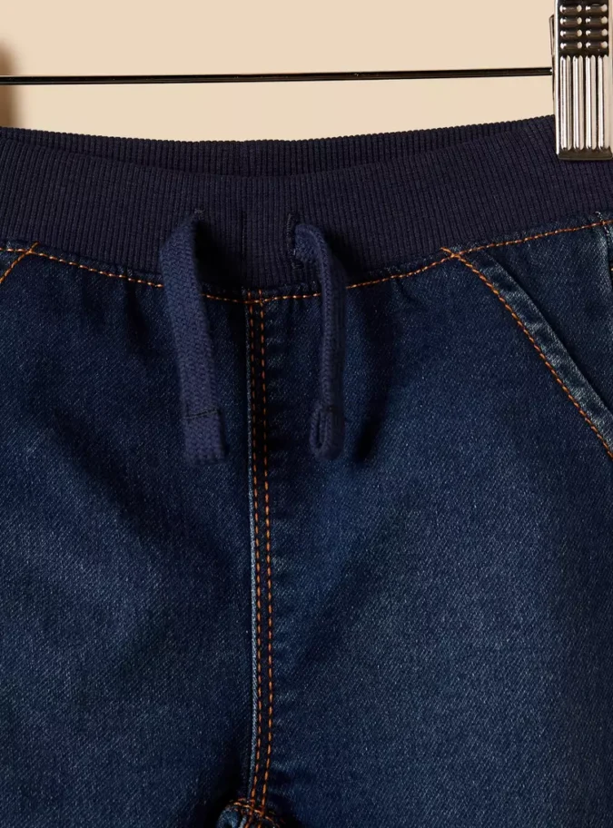 Plain Jeans with Drawstring Closure-3