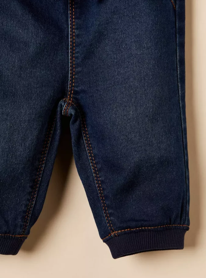 Plain Jeans with Drawstring Closure-4