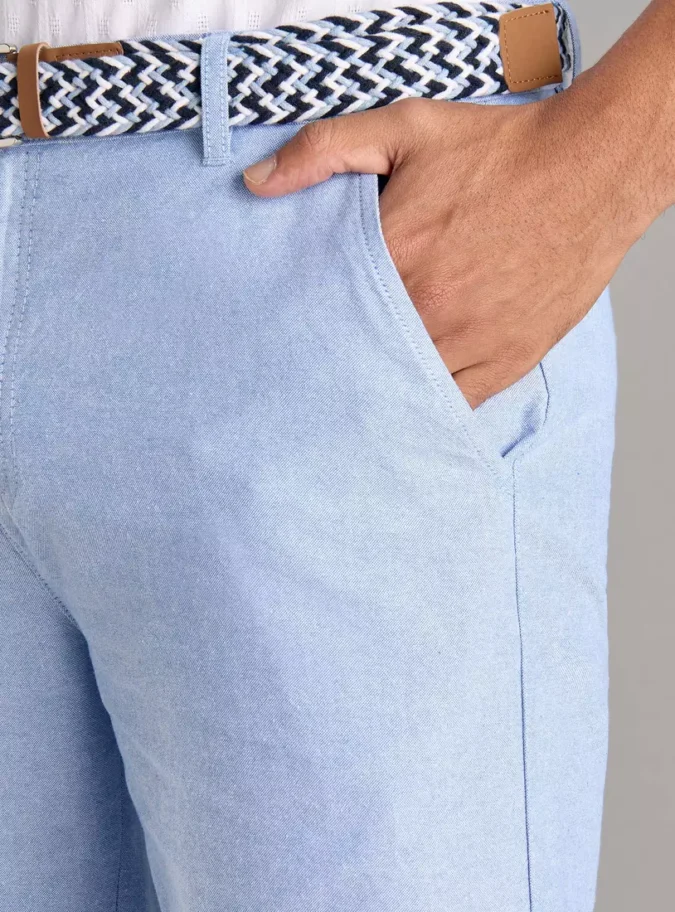 Plain Oxford Shorts with Belt-3