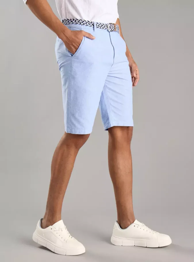 Plain Oxford Shorts with Belt-4