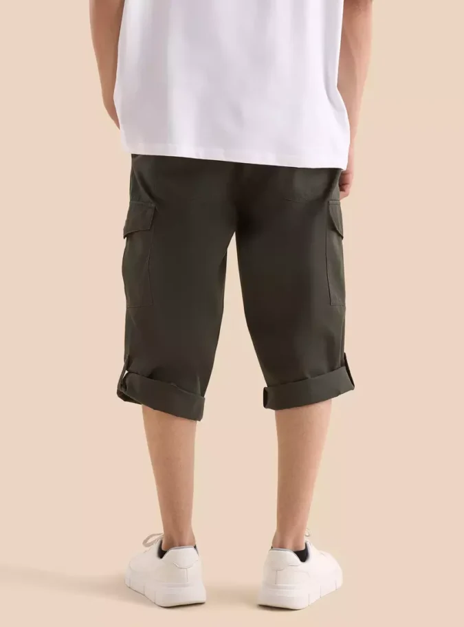 Plain Poplin Cargo Shorts-2