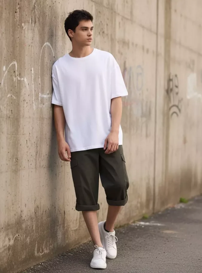 Plain Poplin Cargo Shorts-4