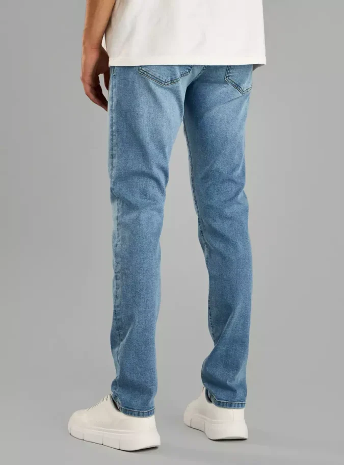 Plain Skinny Fit Jeans with Pockets-2