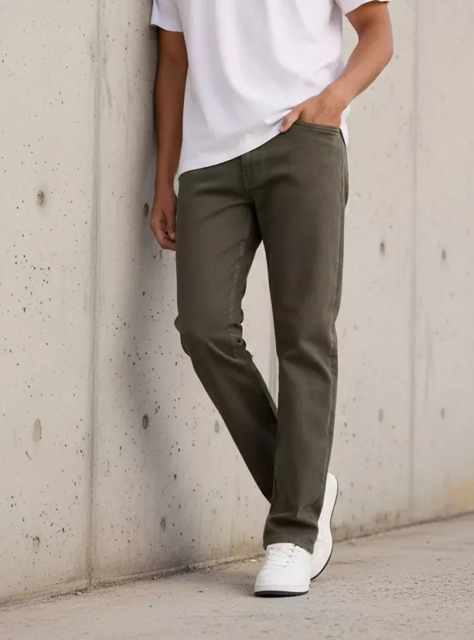 Plain Straight Fit Jeans-1