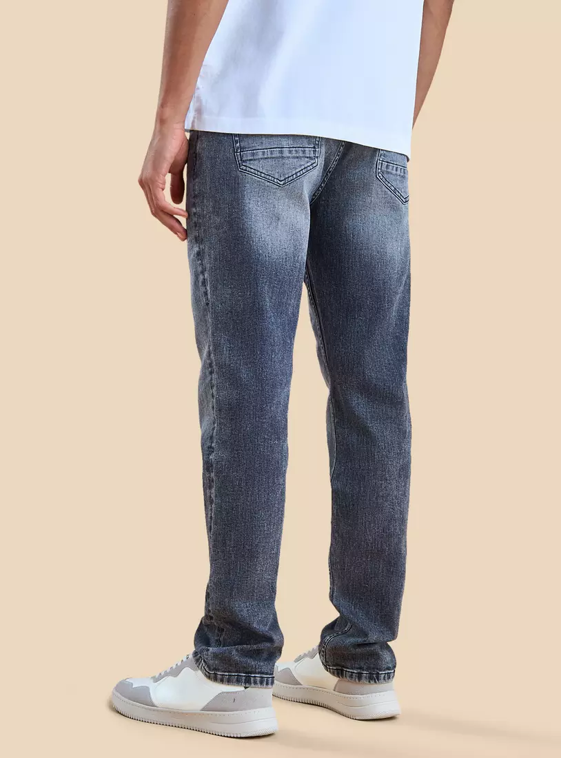 Plain Straight Fit Jeans-2