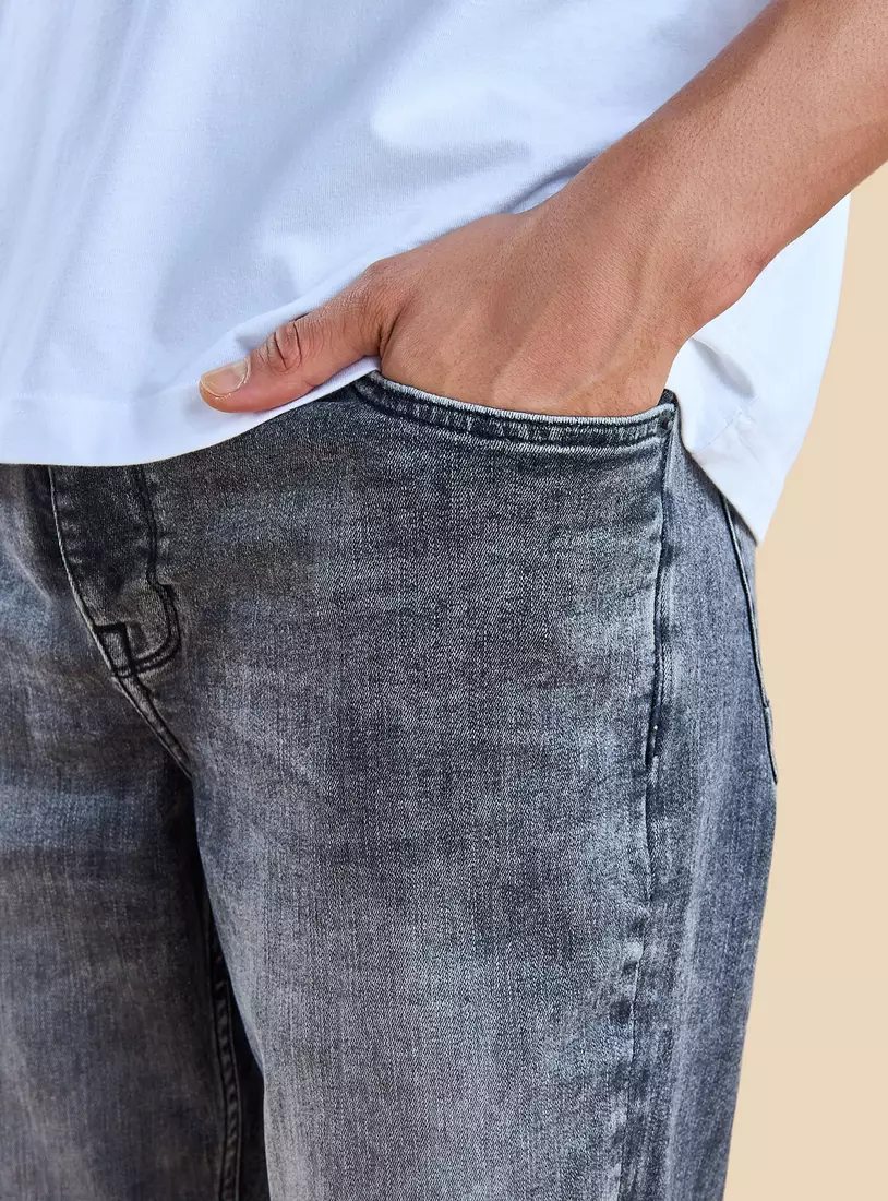 Plain Straight Fit Jeans-3