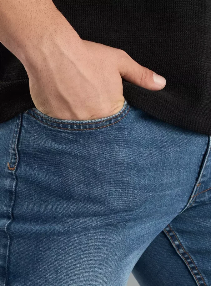 Plain Straight Fit Jeans-3