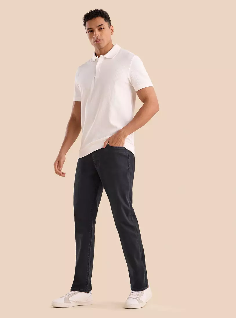 Plain Straight Fit Jeans-4