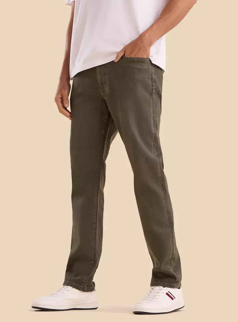 Plain Straight Fit Jeans-4