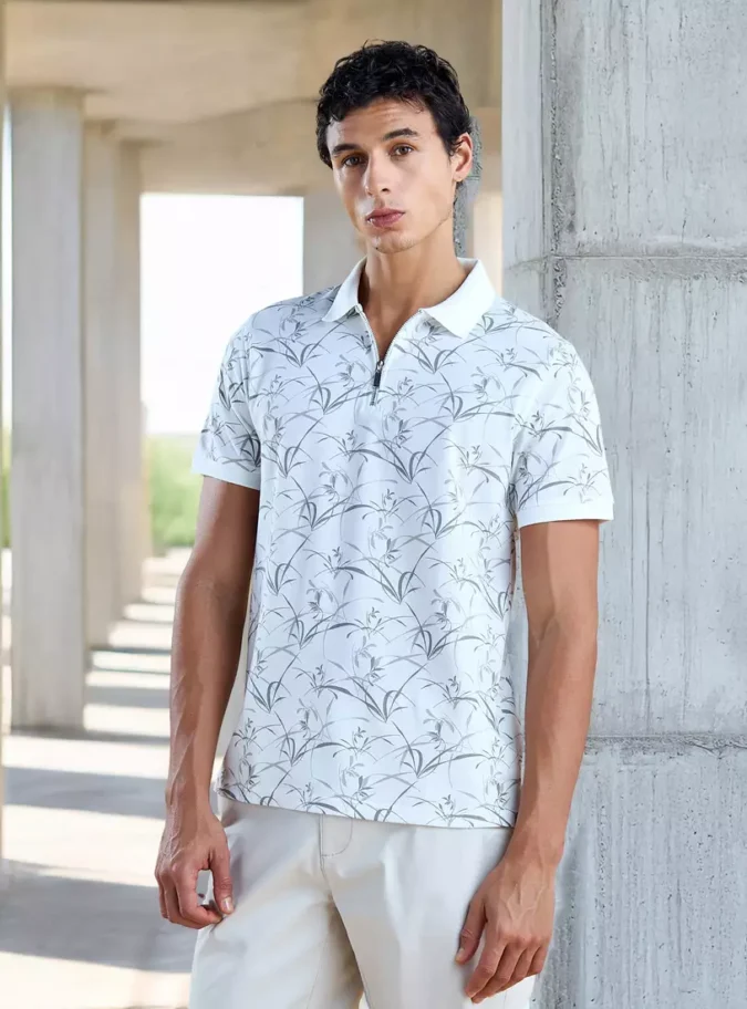 Printed Pique Polo T-shirt-1