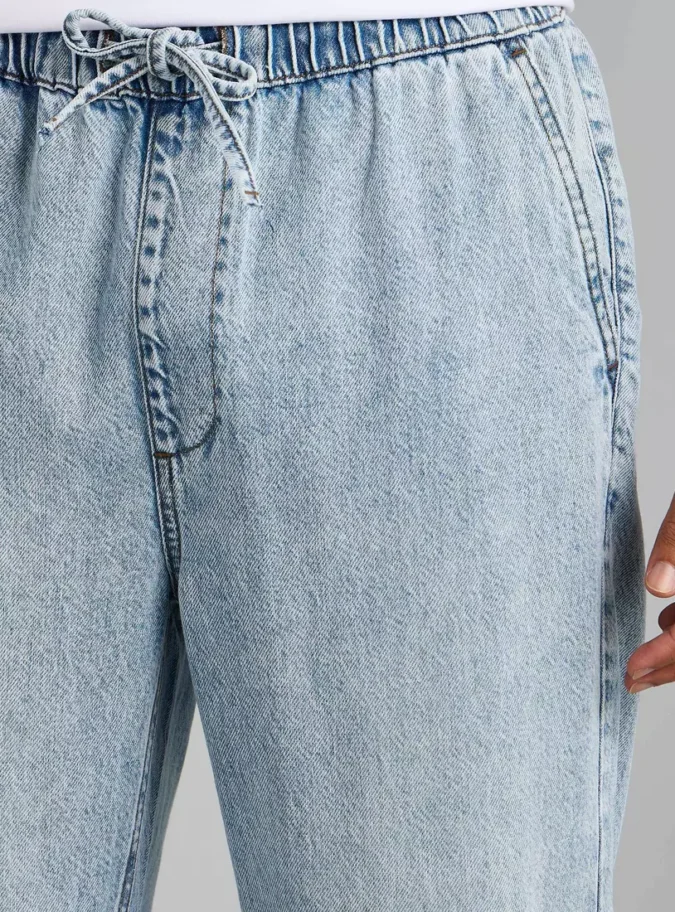 Relaxed Fit Jeans with Drawstring Closure-3